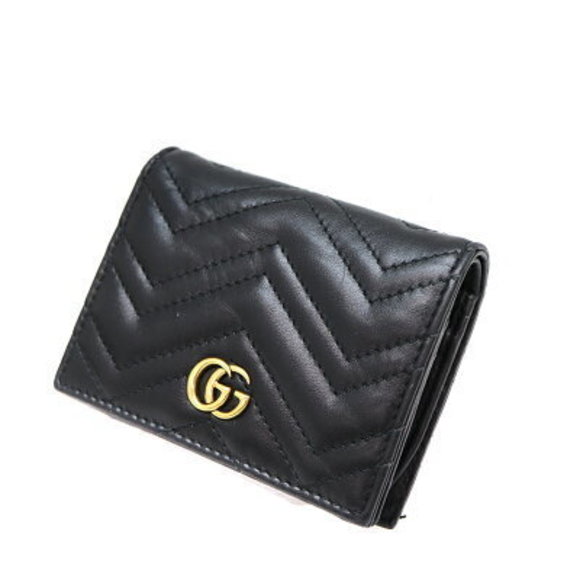 GUCCI Wallet Bifold GG Marmont Leather Black - Picture 1 of 6